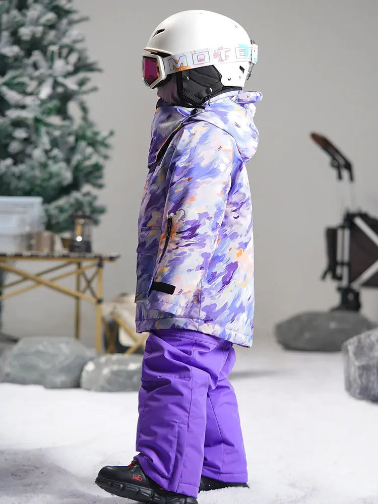 Kids Camo Ski Snowboarding Jacket & Bibs Pants