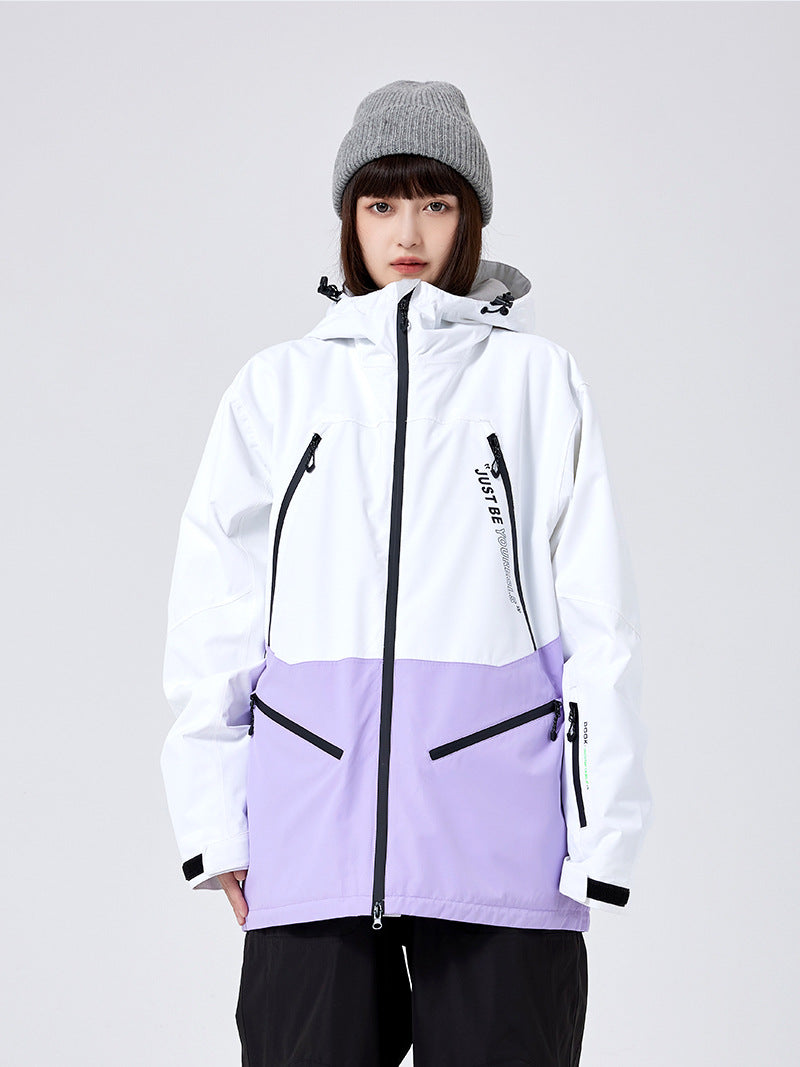 Women's Hooded Color-Panel Snowboard Shell