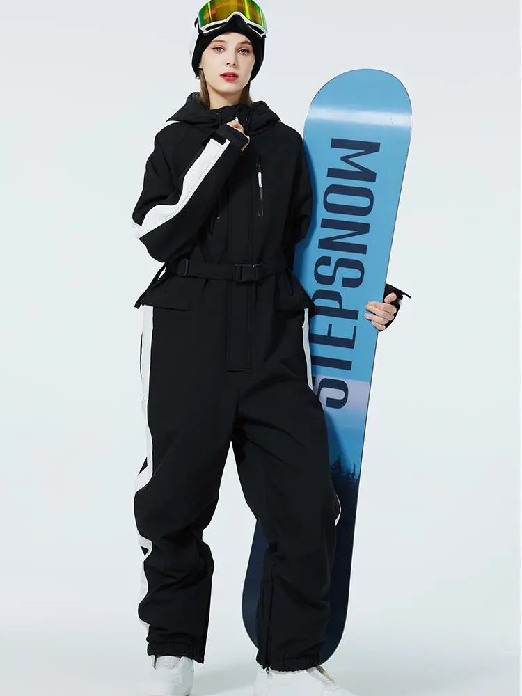 Women One Piece Ski Suits Windproof 2025 Snowboarding Jumpsuit