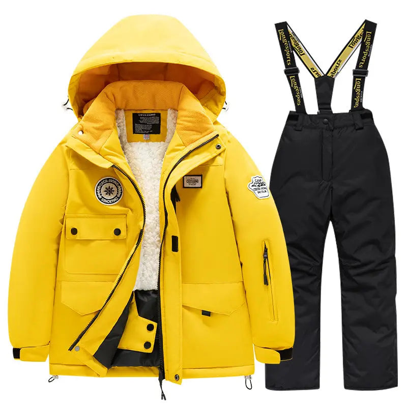 Kids Winter Ski Jacket and Bibs Set Warm Fleece Lined Coats