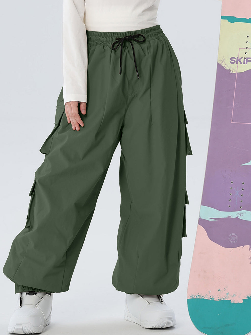 Women's Drawstring-Waist Baggy Snow Pants