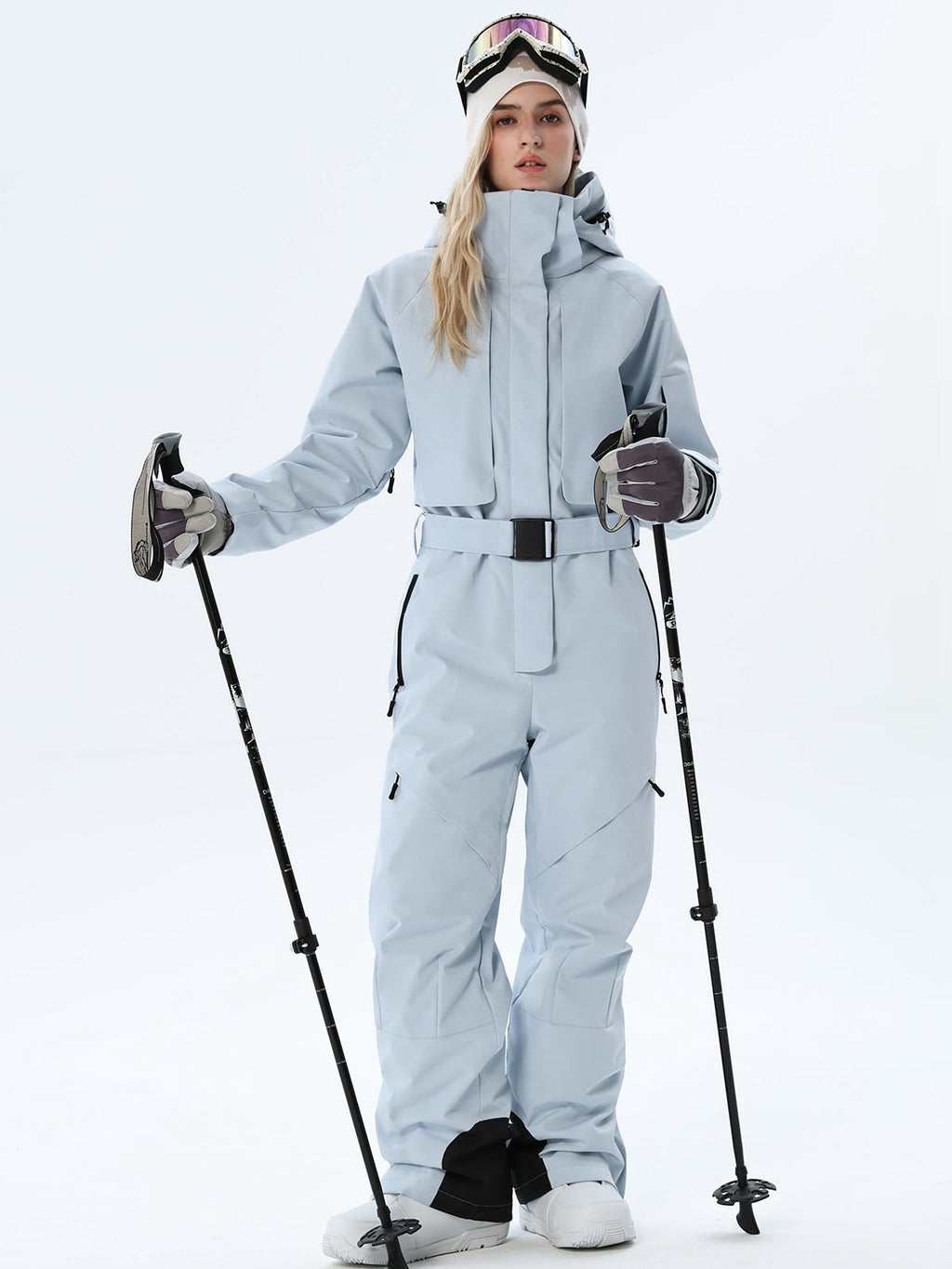 Women's Belted Cargo Snow Jumpsuit