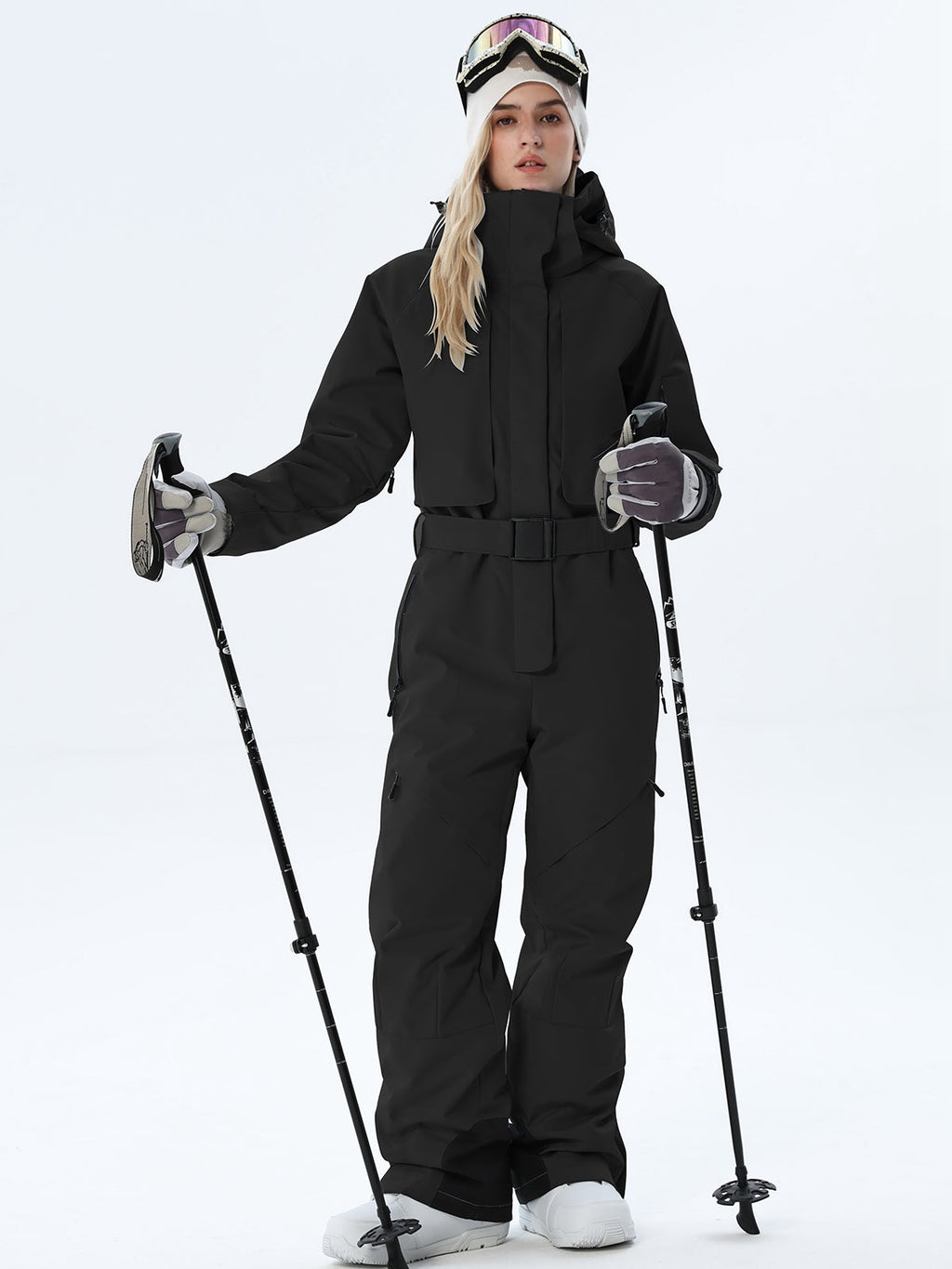 Women's Belted Cargo Snow Jumpsuit