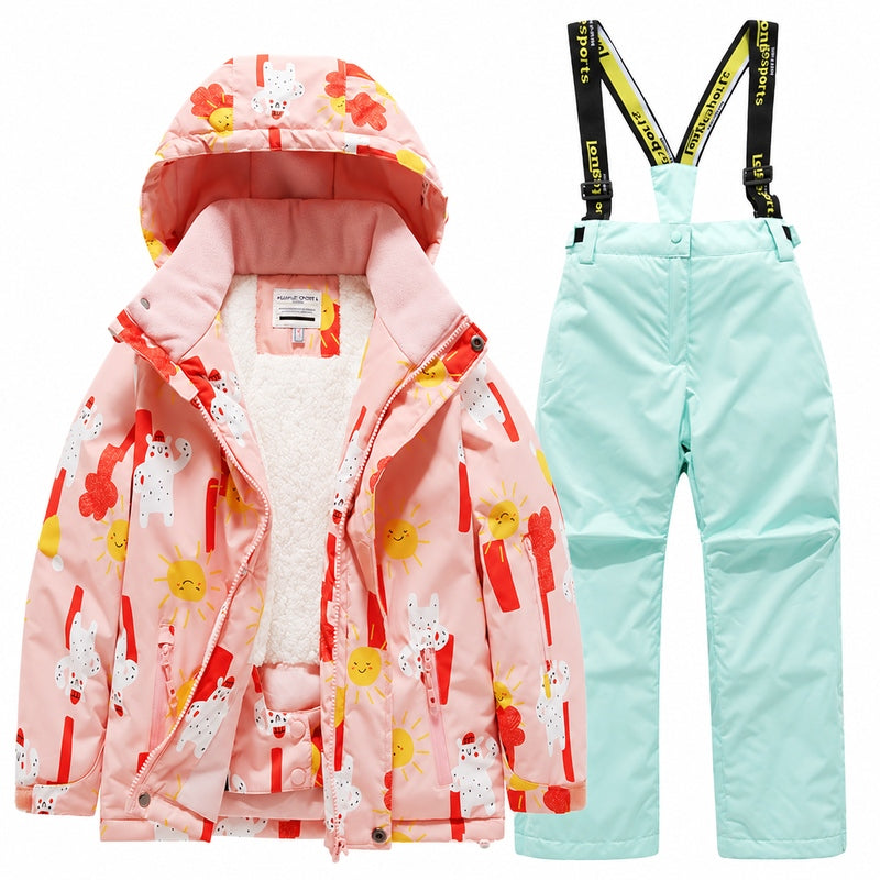 Kids' Cozy Fleece-Lined Printed Snow Outfit