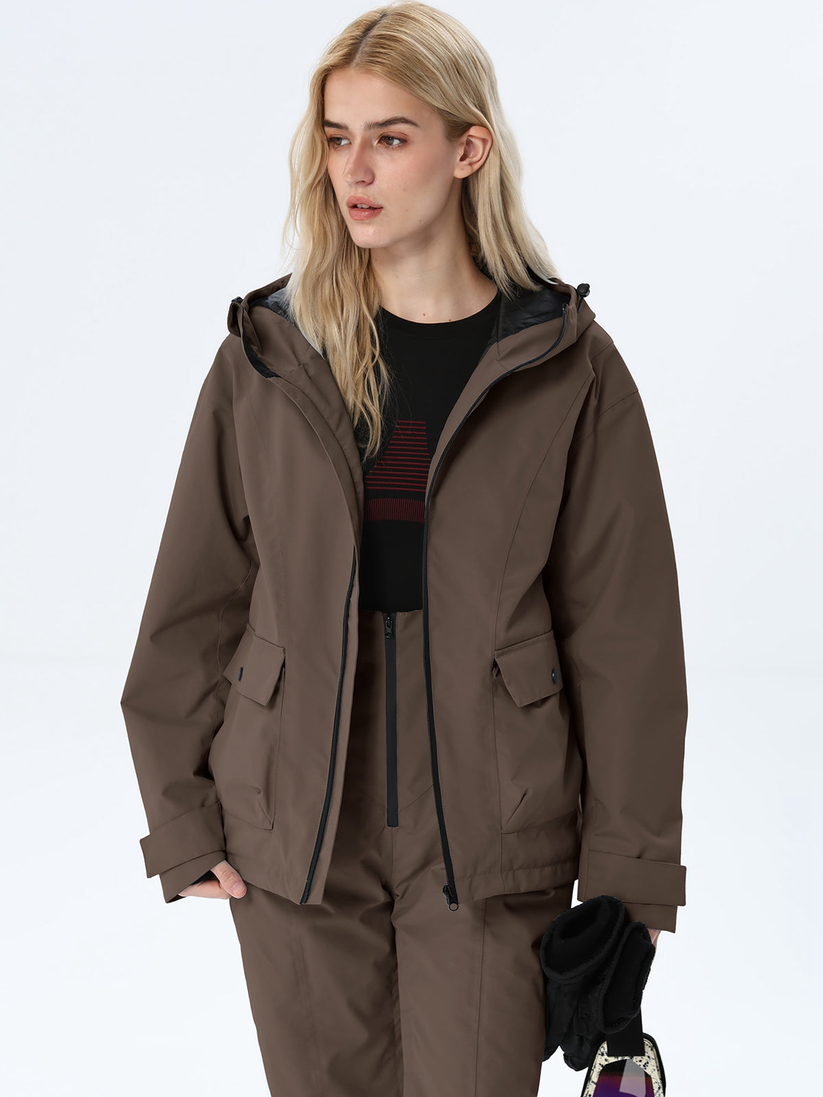 Women's Hooded Utility Snow Set with Flap Pockets