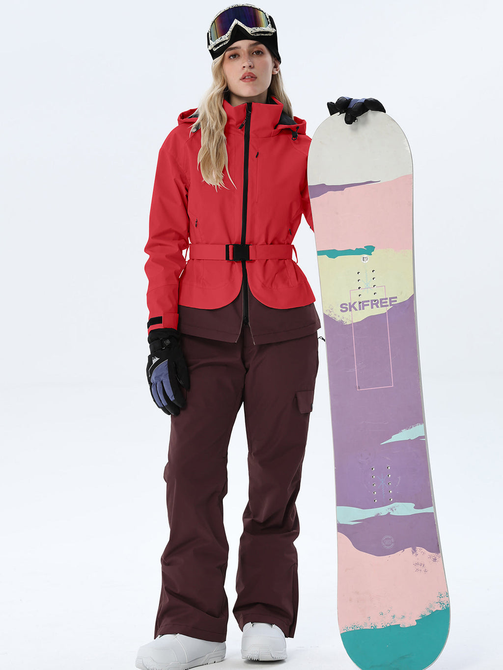 Women's Two-Tone Ski Outfit with Adjustable Waist Belt
