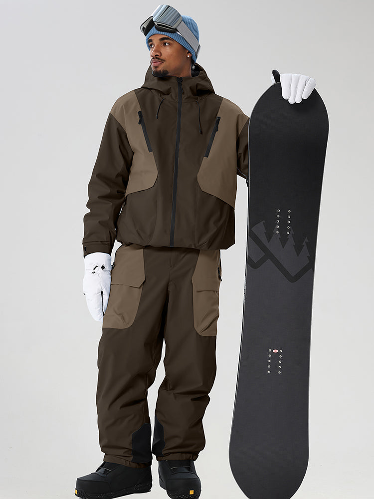 Men's Retro Color-Panel Jacket and Cargo Pants Set