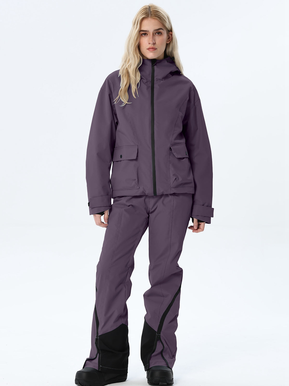 Women's Hooded Utility Snow Set with Flap Pockets