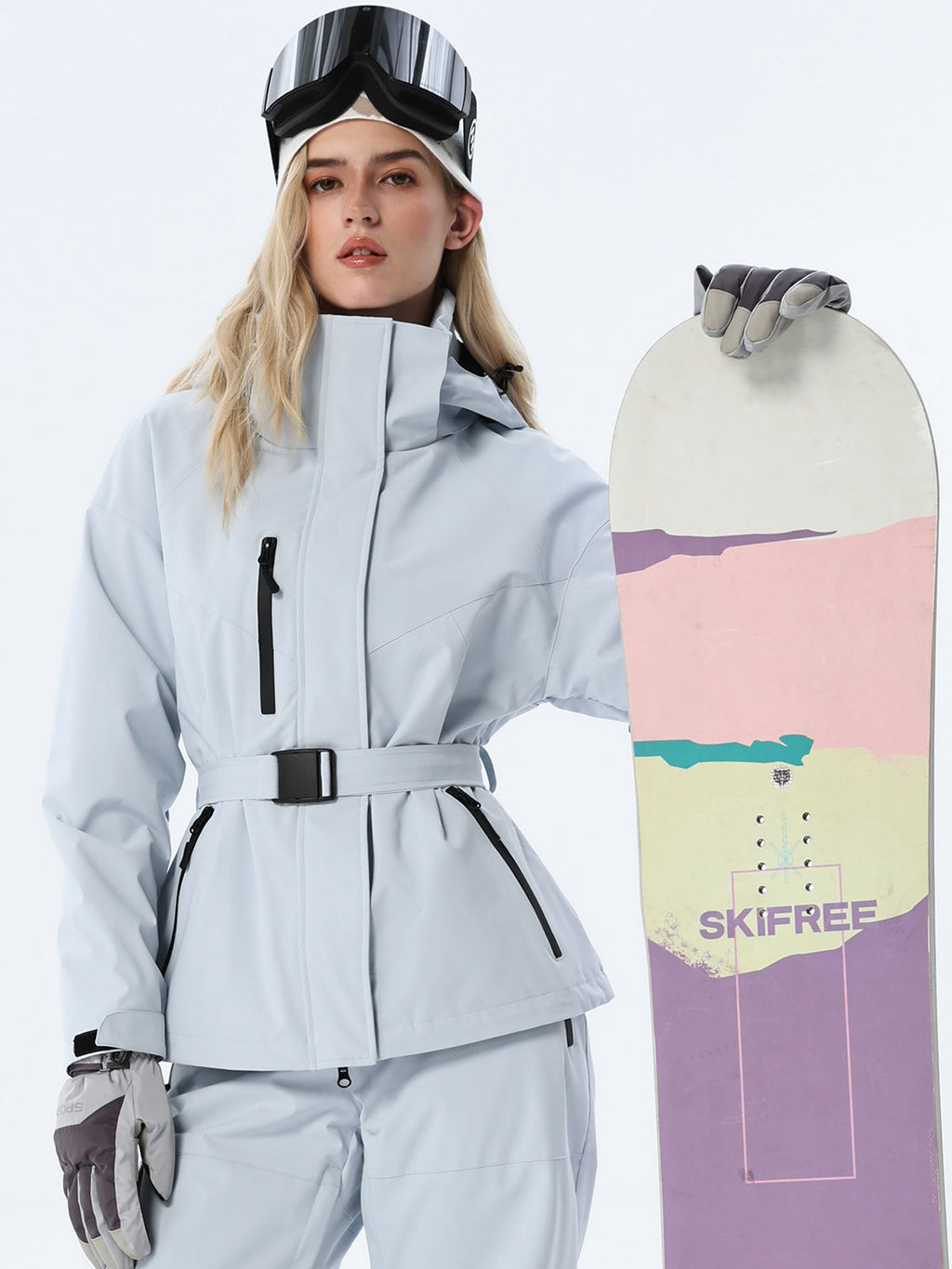 Women's Coordinated Belted Snow Jacket and Pants