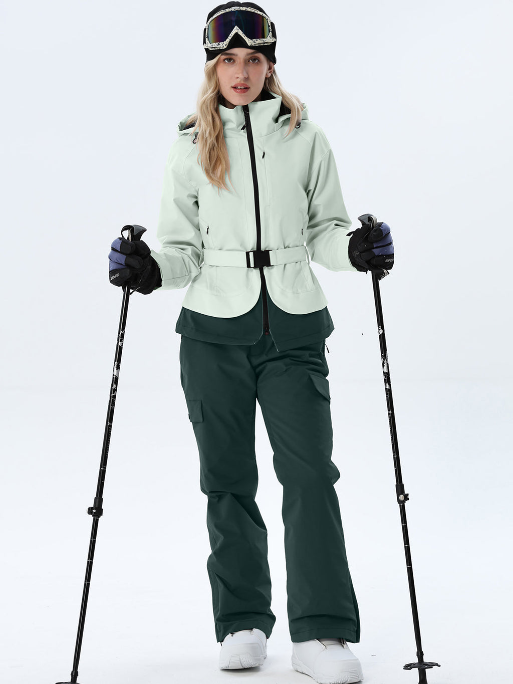 Women's Two-Tone Ski Outfit with Adjustable Waist Belt