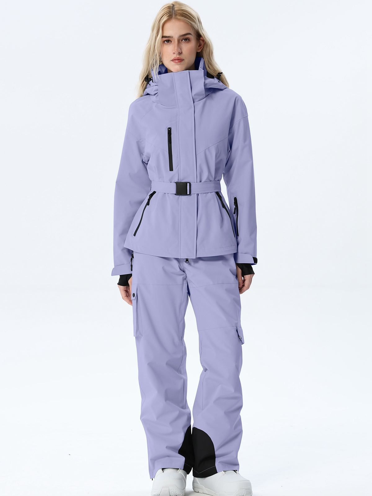 Women's Coordinated Belted Snow Jacket and Pants