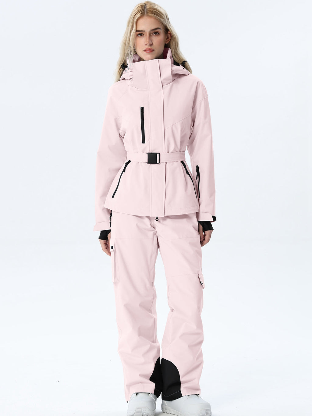 Women's Coordinated Belted Snow Jacket and Pants