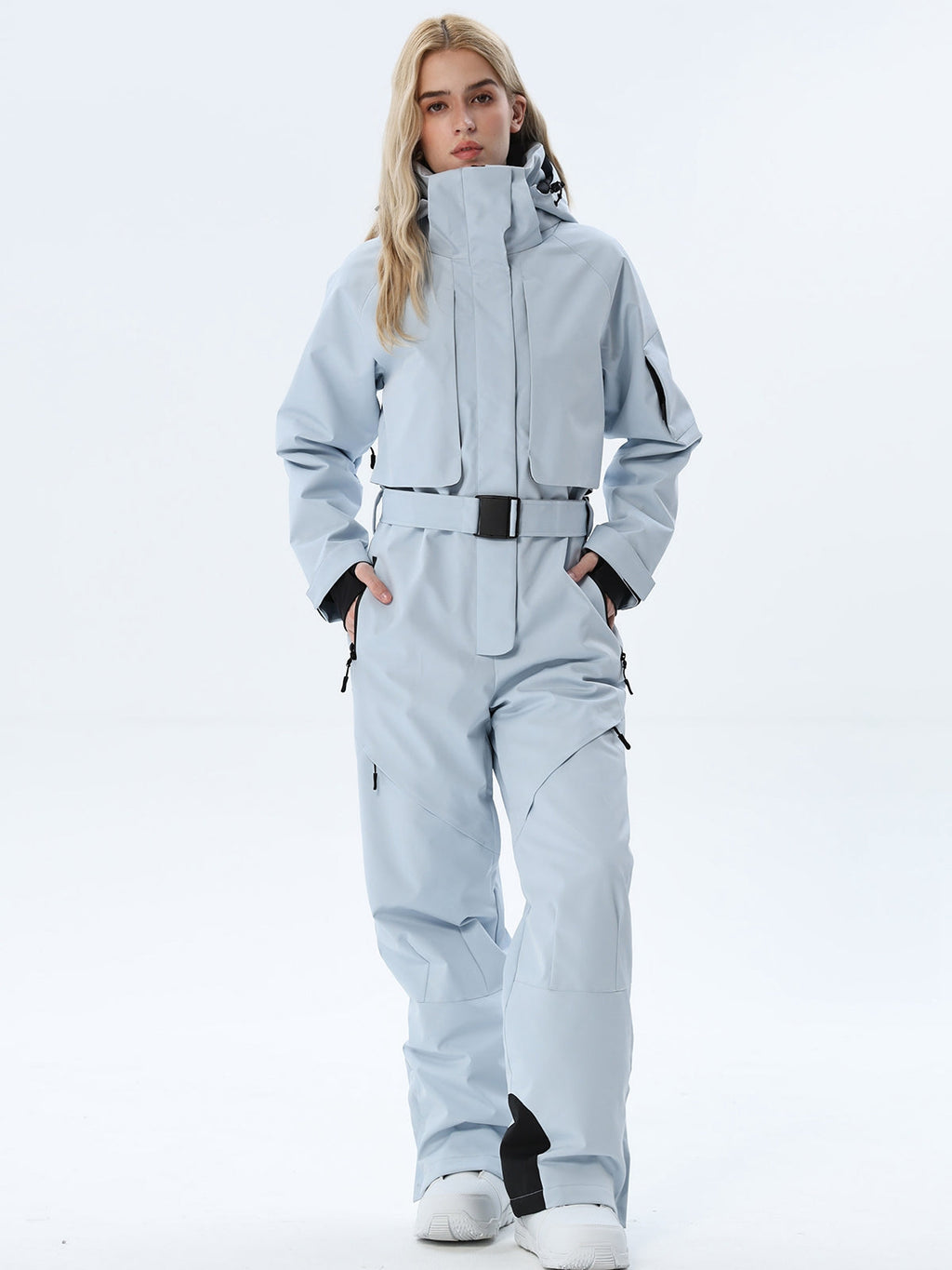 Women's Belted Cargo Snow Jumpsuit