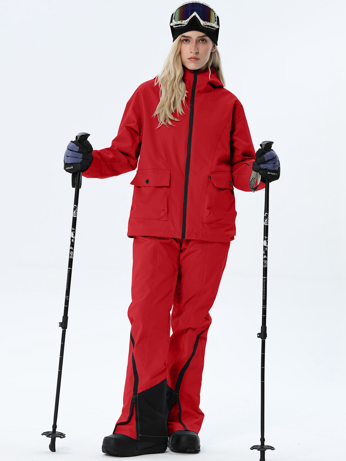 Women's Hooded Utility Snow Set with Flap Pockets