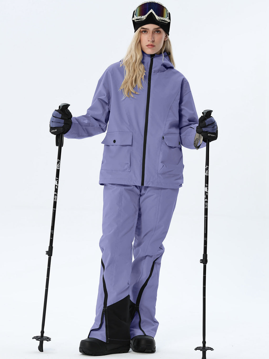 Women's Hooded Utility Snow Set with Flap Pockets