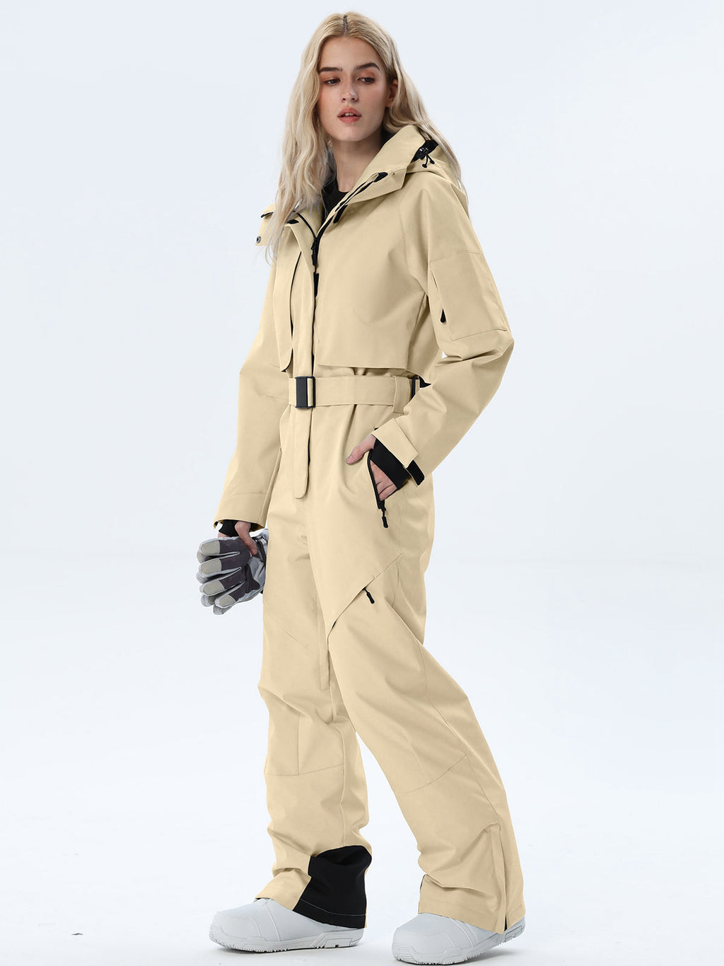 Women's Belted Cargo Snow Jumpsuit