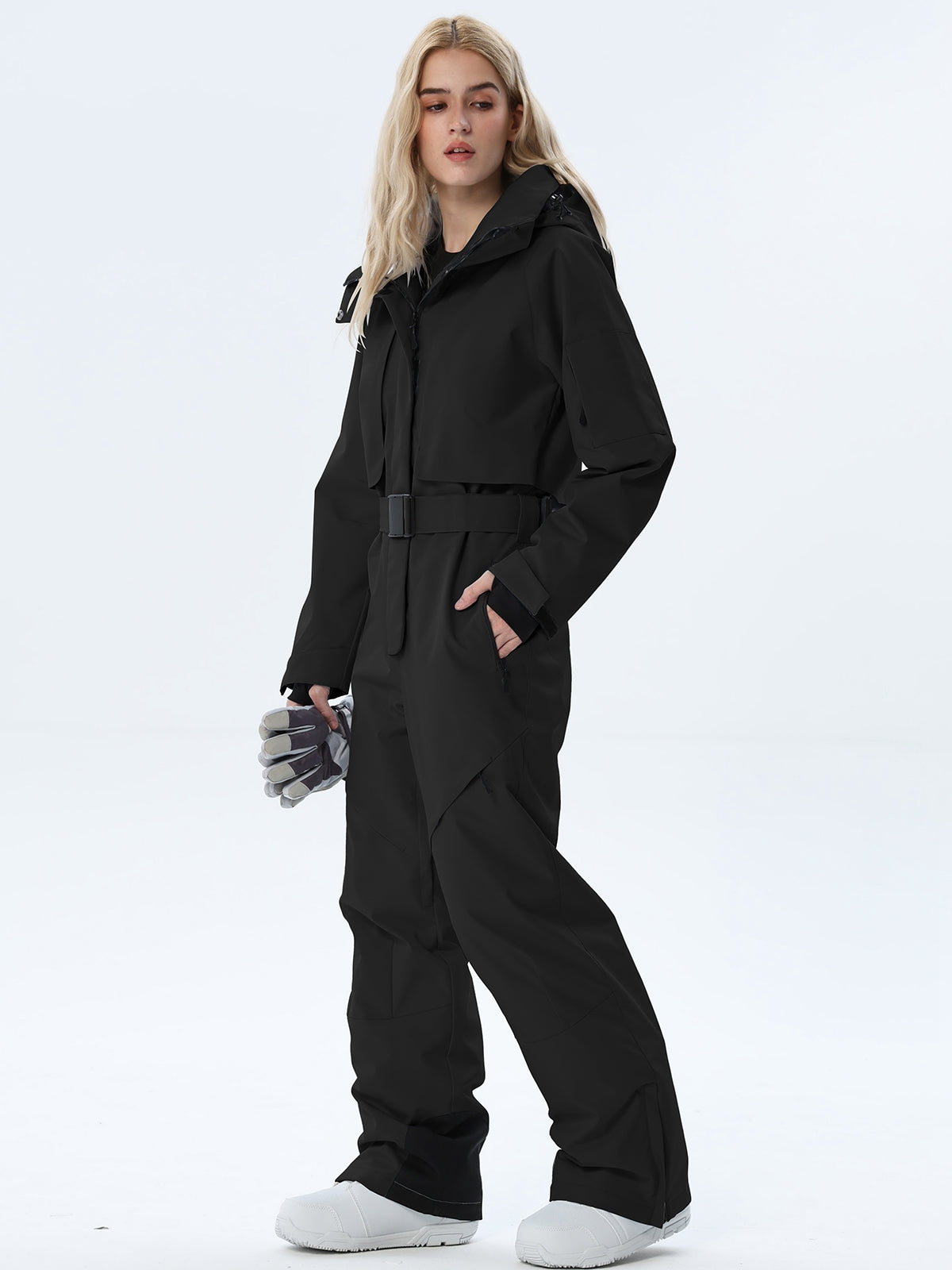 Women's Belted Cargo Snow Jumpsuit