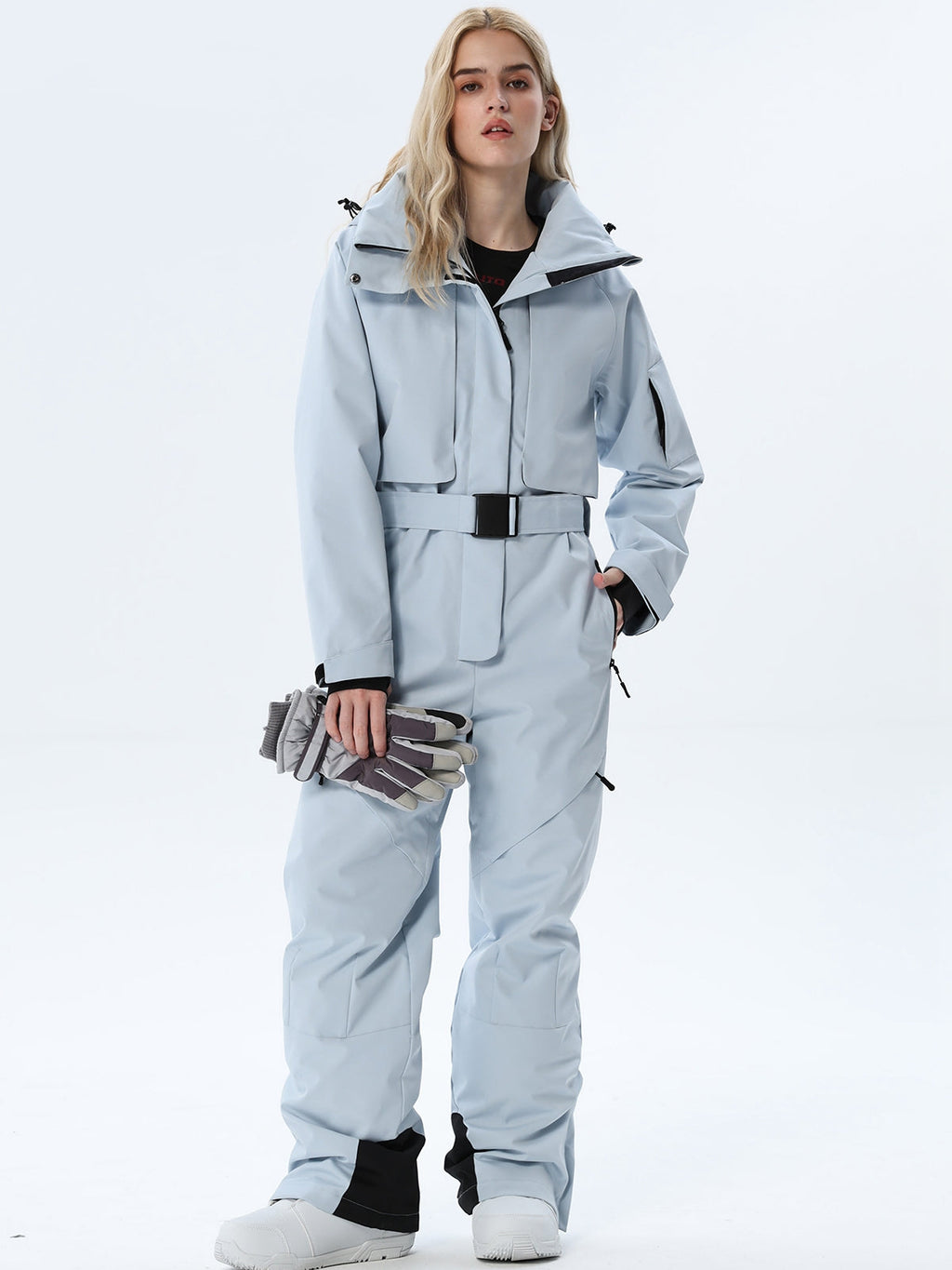 Women's Belted Cargo Snow Jumpsuit