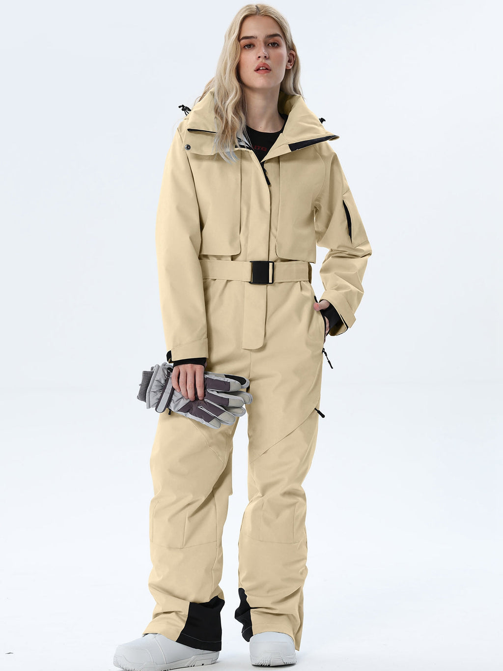 Women's Belted Cargo Snow Jumpsuit