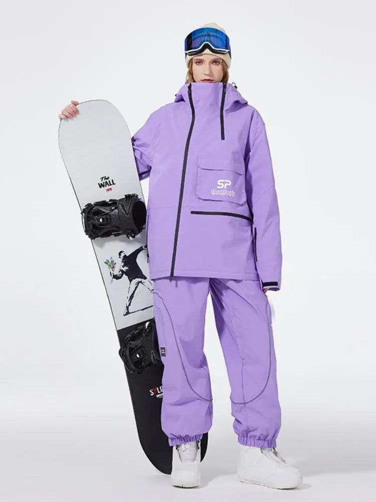 Women's Anorak Snowboarding Suits Zipper Ski Hoodie & Pants Set