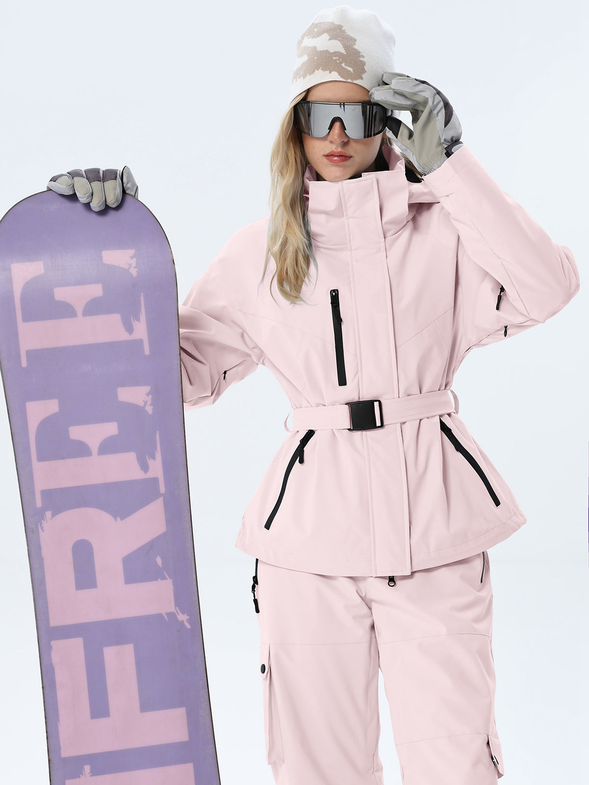 Women's Coordinated Belted Snow Jacket and Pants