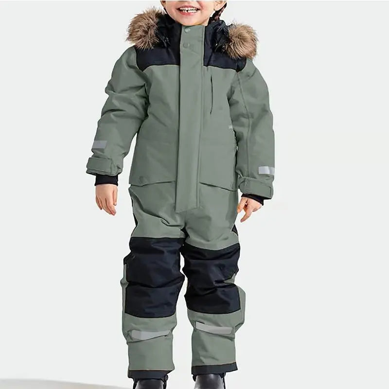 Kids One Piece Snowsuit Girl Boy Ski Snowboard Jumpsuits
