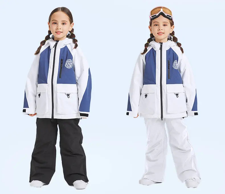 Children Insulated Ski Jacket & Bibs Baggy Snowsuits