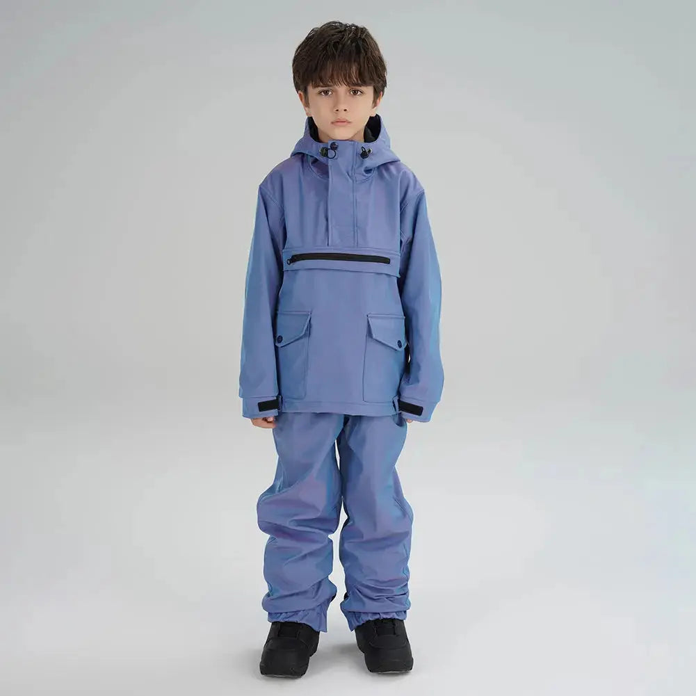 Children Half-zip Snowsuits Insulated Cargo Snow Hoodie & Pants
