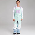 Adult Color Block Ski Overalls Bib Pants With Adjustable Strap