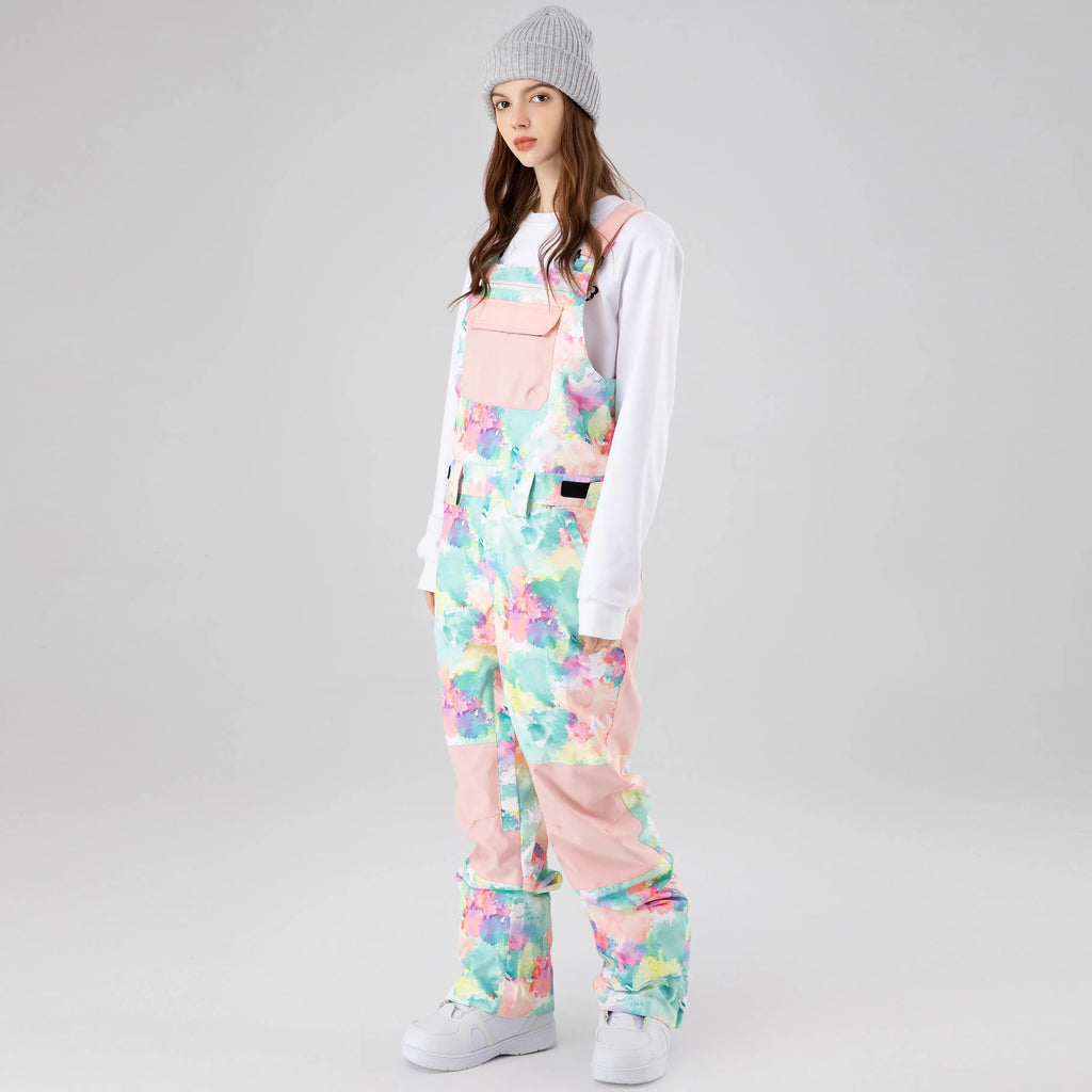 Women Tie Dye Ski Overall Bib Pants