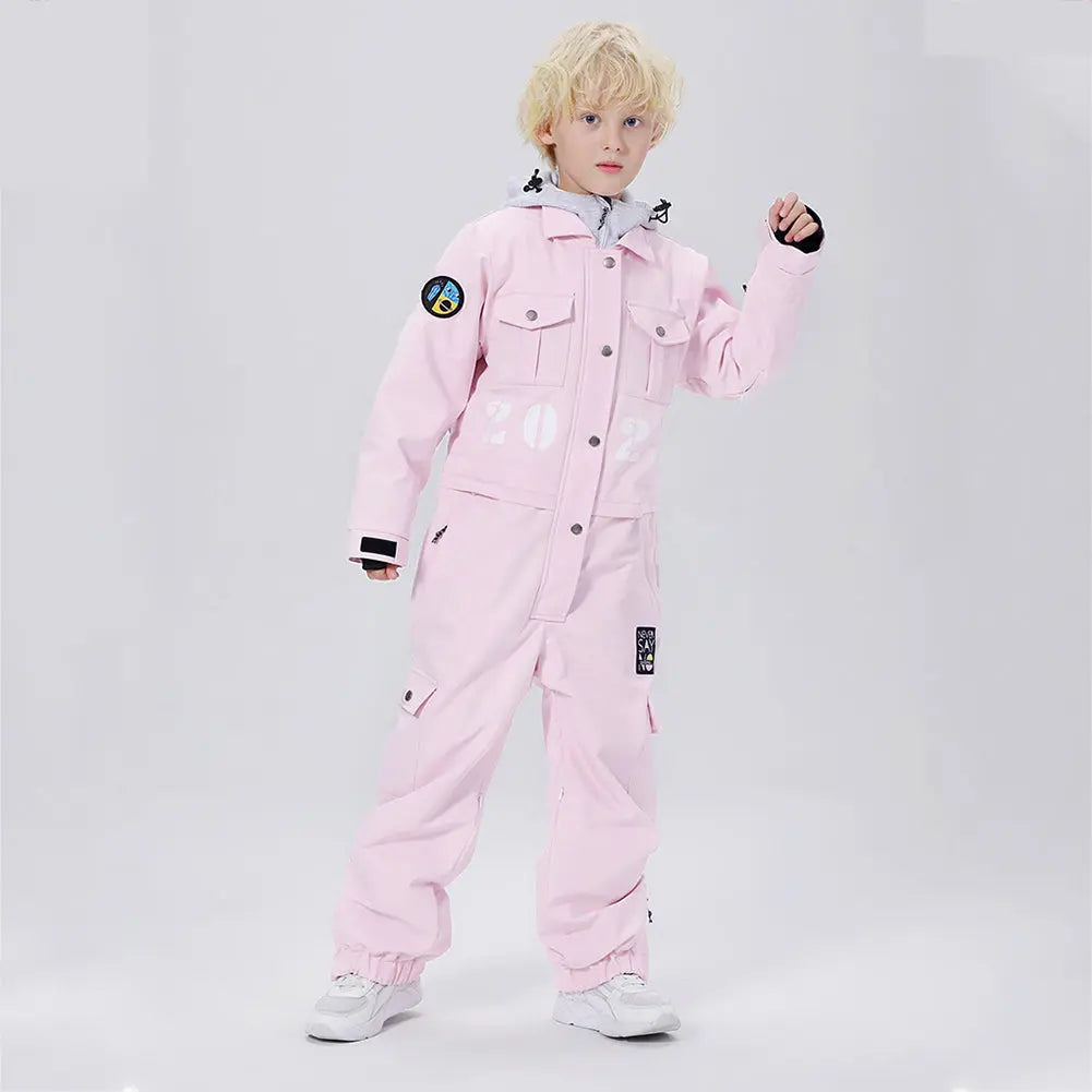 Hotian Boy One Piece Snowsuits Breathable Contrast Hooded