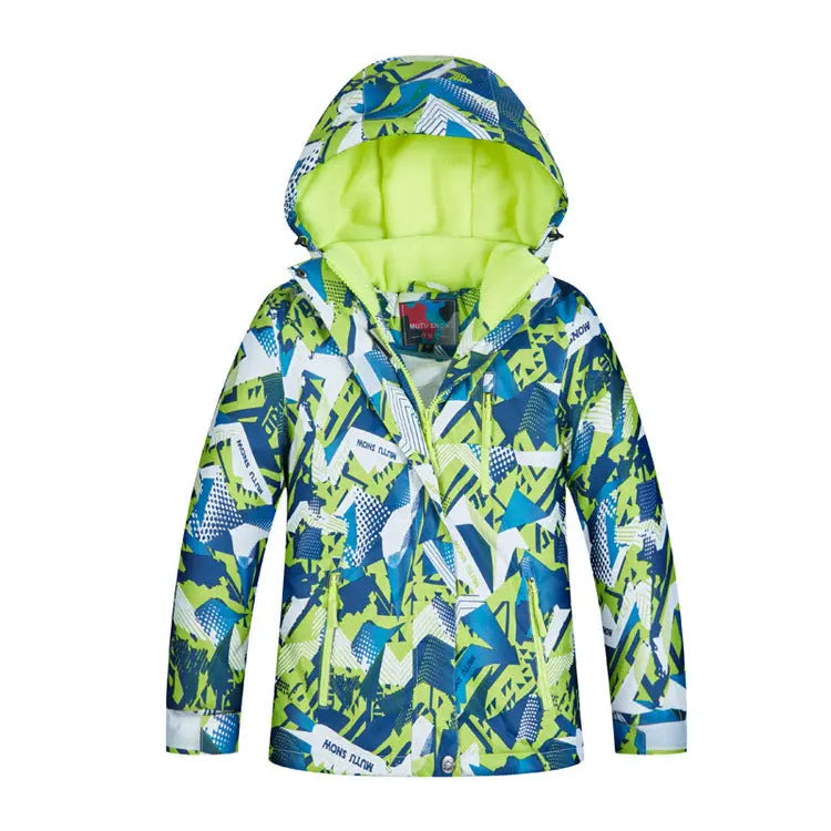 Printed Boy Skiing Snowboarding Insulated Jacket