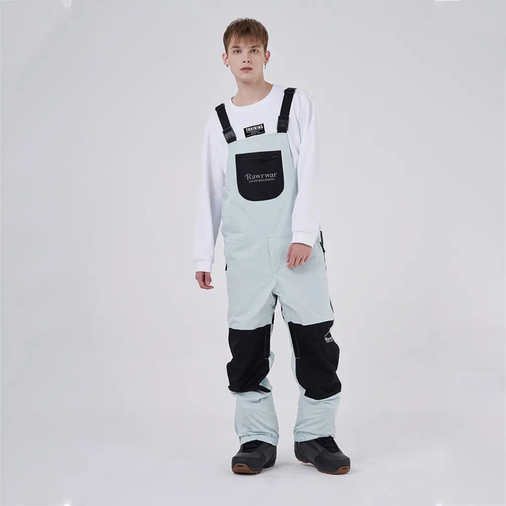 Classical Colorblock Men Insulated Snow Snowboard Bibs