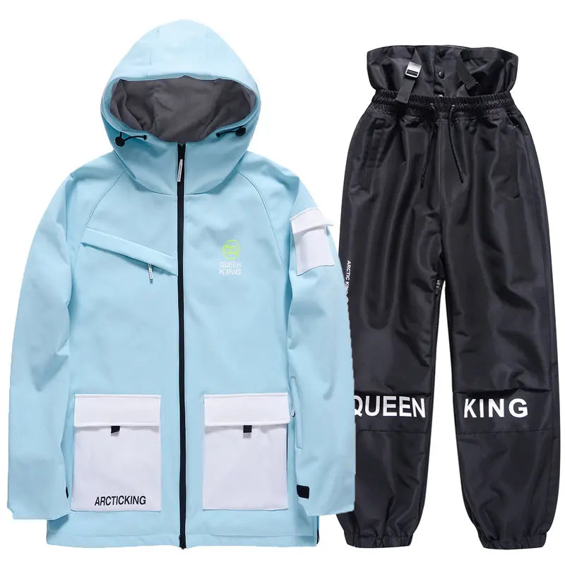 Winter Thick Ski Coat & Matched Pants Set Insulated Snowwear