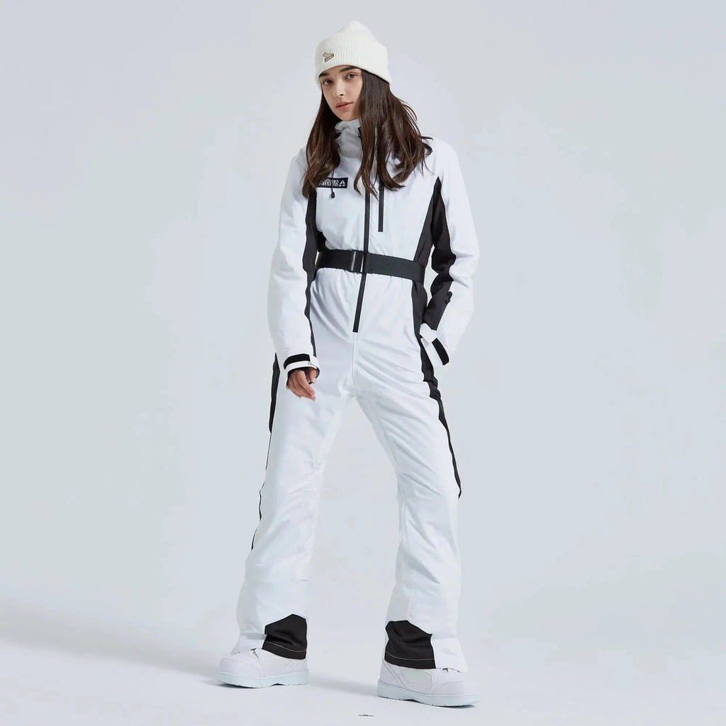 Hotian Women High Neck Hooded One Piece Ski Suits