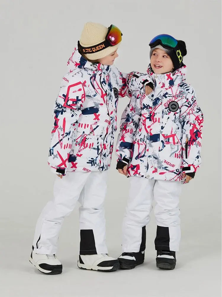Kids Outdoor Ski Jacket & Pants Set Insulated Snowboard Outwear