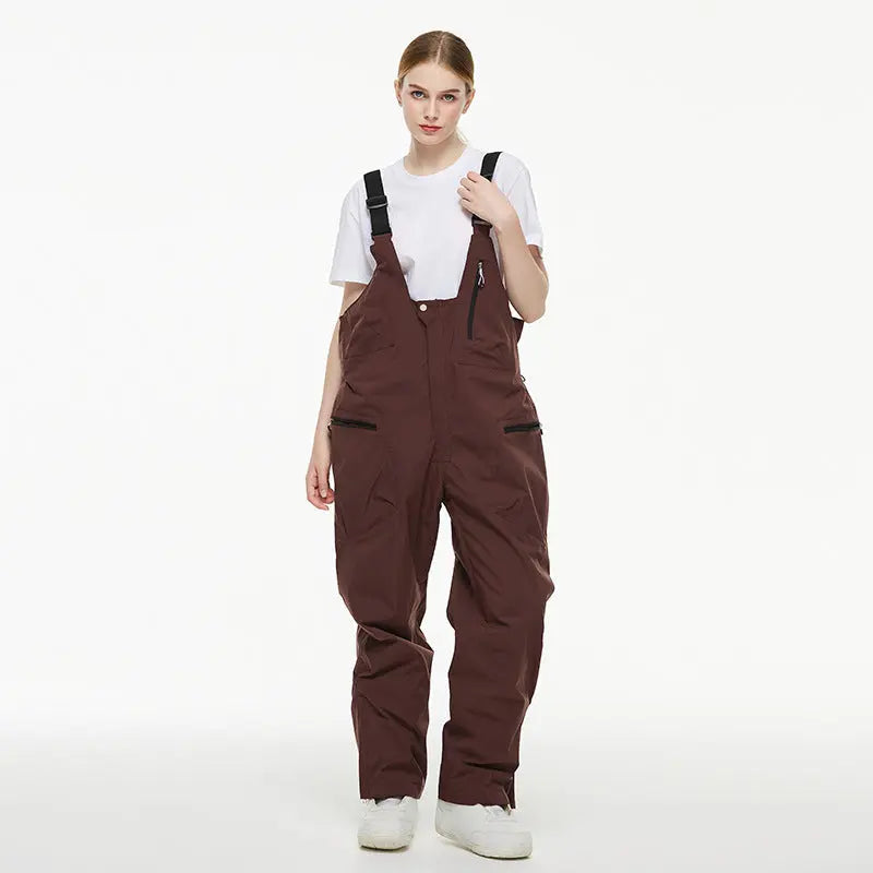 Loose Fit Ski Snow Bibs for Adult Warm One-piece Snow Overalls