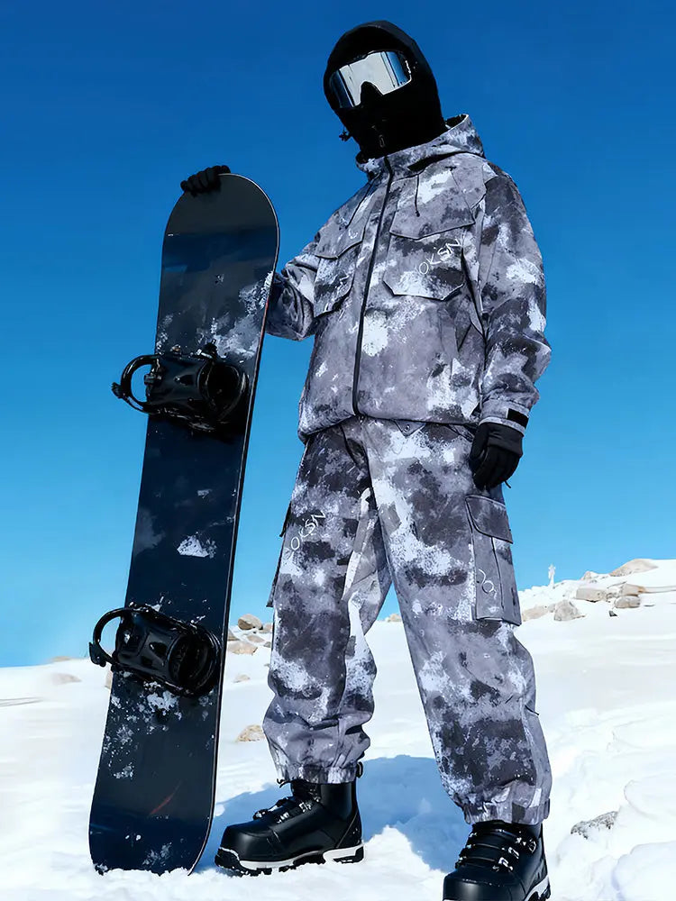 Men Printed Ski Suits Set Unique Insulated Ski Outwear