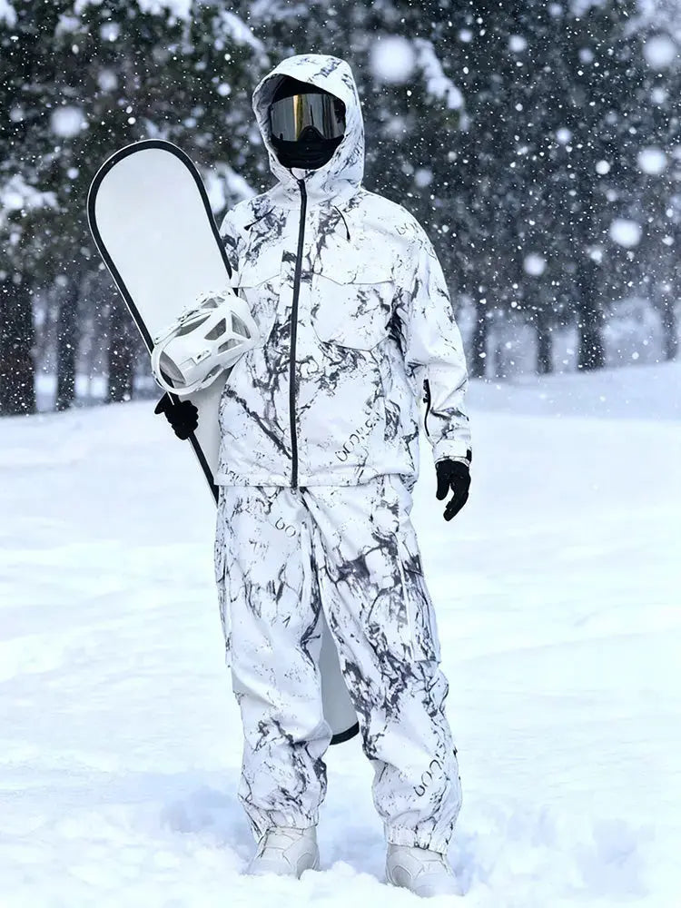Men Printed Ski Suits Set Unique Insulated Ski Outwear