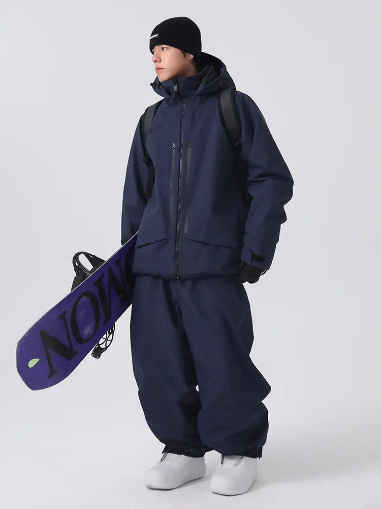 Men's Baggy Snow Suits 2 Pieces Hooded Ski Jacket & Pants Set