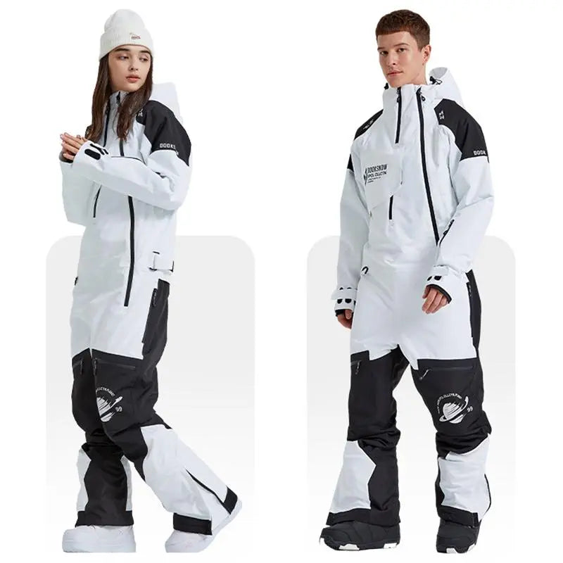 Outdoor Hooded Ski Jumpsuits Coveralls One Piece Ski Suits