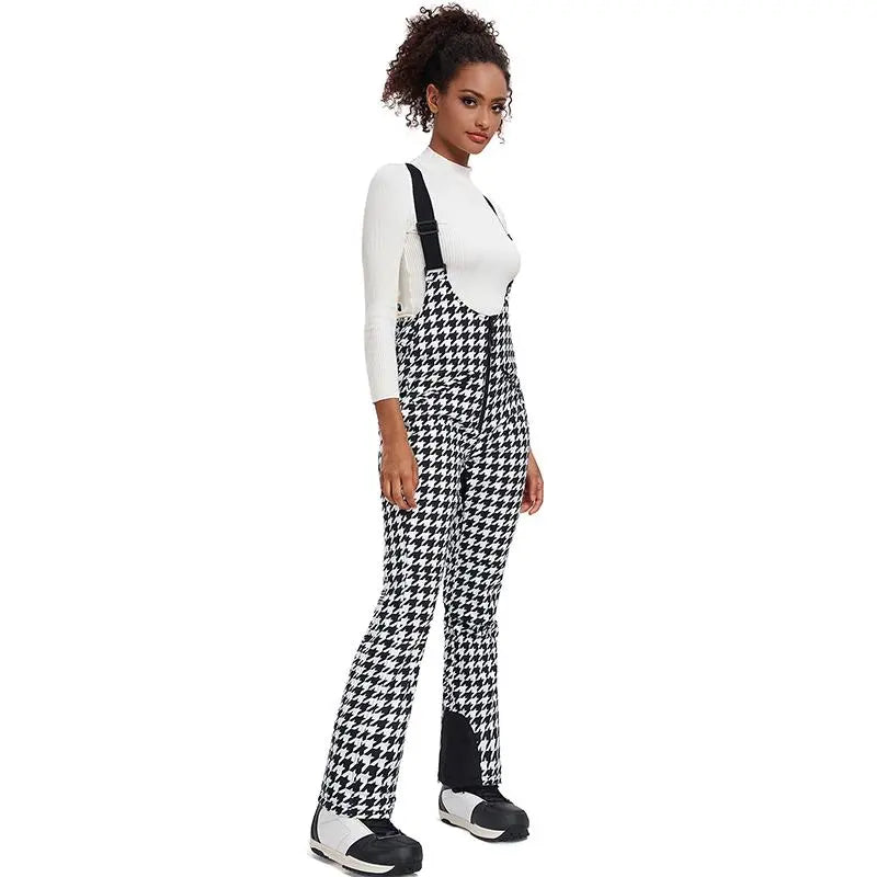 Unique Houndstooth One-piece Ski Jumpsuits Snowsuits