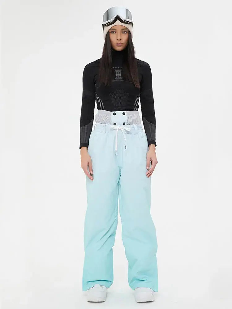 Women Gradient Color Snow Pants Cute Ski Trousers for Winter