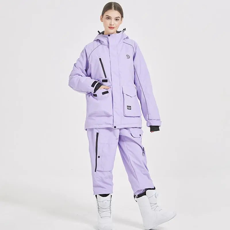 Women Insulated Snowboarding Jacket & Pants Set Hiking Snow Suits