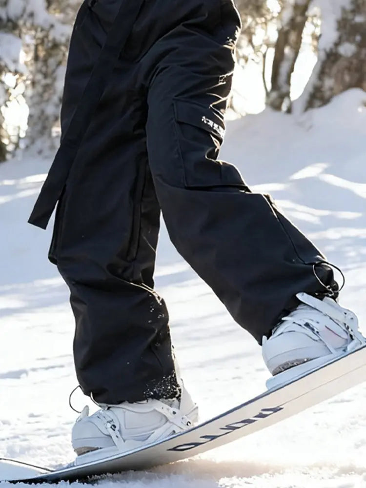Women Single Shoulder Strap Ski Pants Unique Baggy Snow Bibs