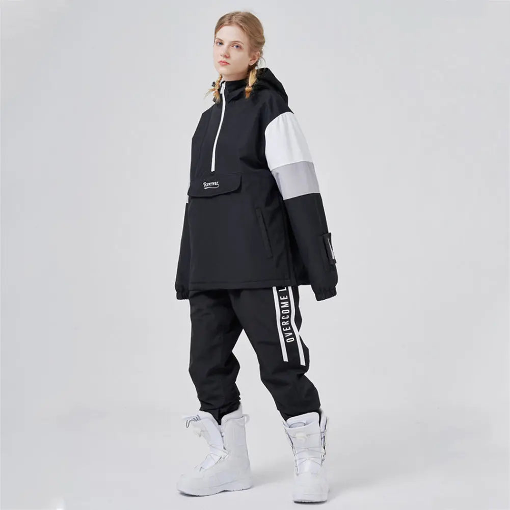 Unisex Ski Snowboard Insulated Anorak Hoodie Winter Ski Jacket