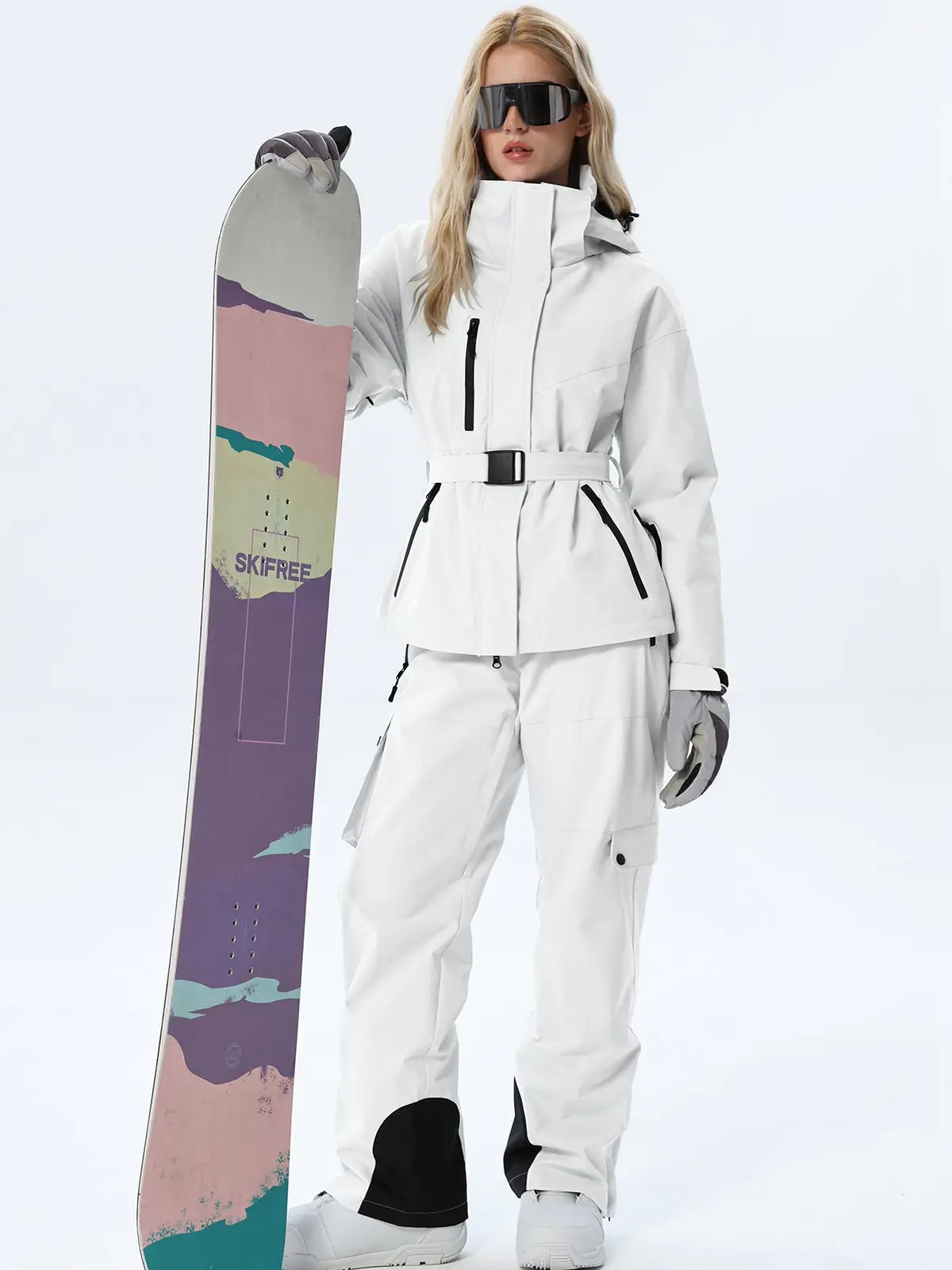 Women's Coordinated Belted Snow Jacket and Pants