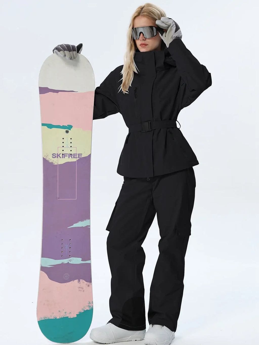 Women's Coordinated Belted Snow Jacket and Pants