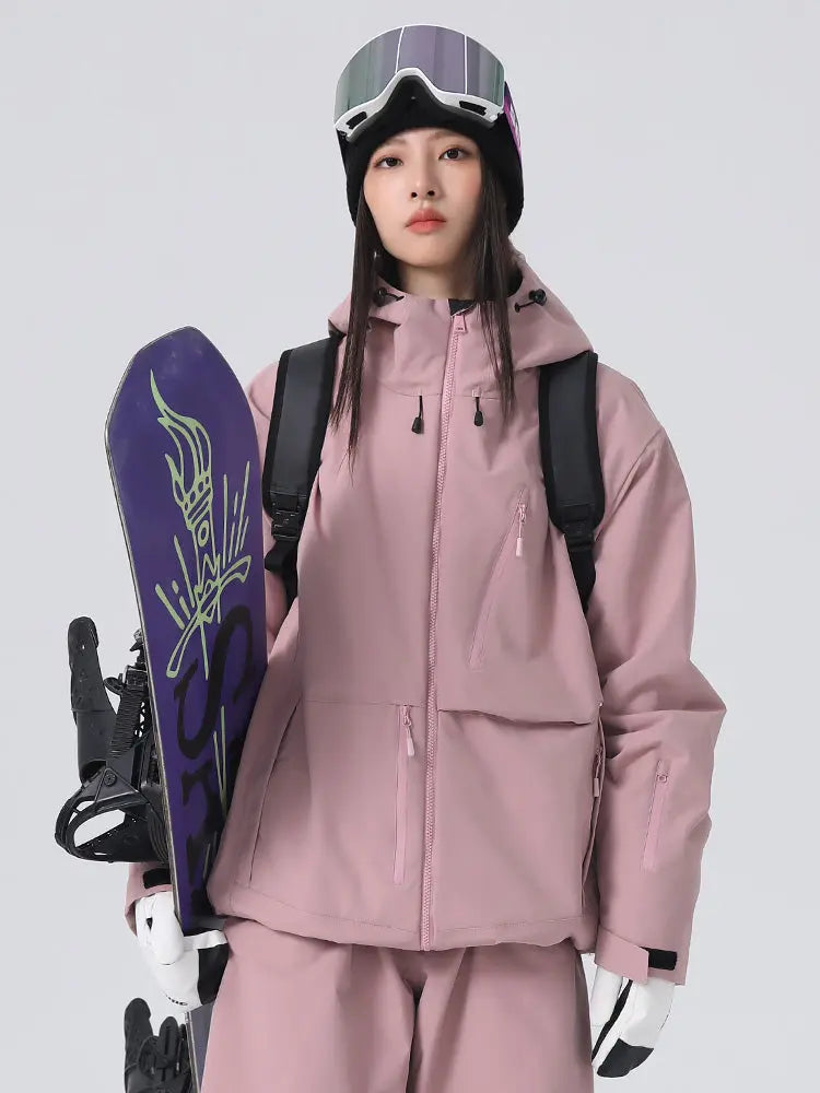 Women's Solid Color Snow Jacket Insulated Skiing Clothing