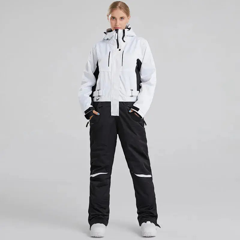 Women's White One Piece Snow Jumpsuits Ski Suits 